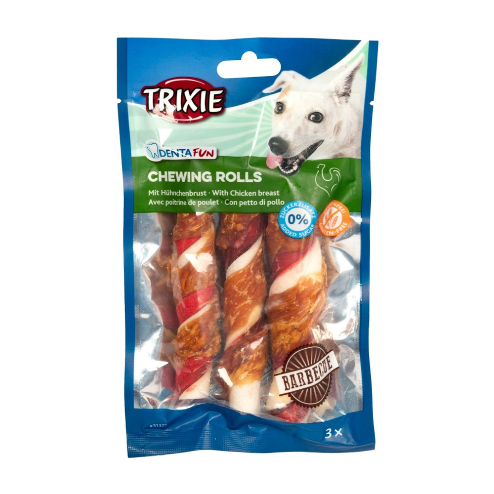 Ласощі для собак Trixie Denta Fun Chewing Rolls для чищення зубів, з барбекю куркою, 105 г